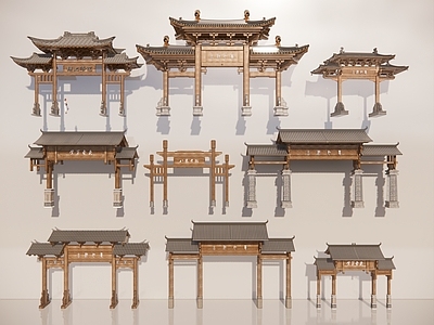 现代新中式牌坊牌楼 牌坊 牌楼 门楼 入口大门 寨门