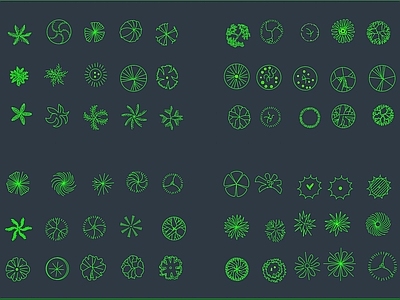 现代绿植 景观建筑树木 景观树木平面图 树木图块图纸 树叶树枝结构 树叶树枝景观 施工图