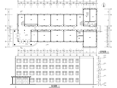 学校建筑 四层大学教学楼 职教中心框架结构 教室 施工图