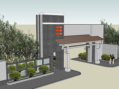 中式入口大门 厂区入口大门