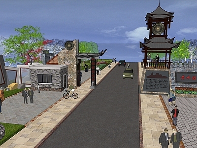 中式入口大门 公园入口大门