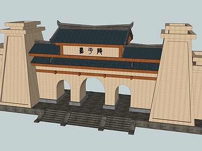 中式入口大门 陵园大门
