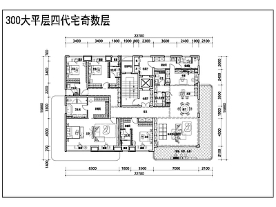 现代新中式住宅楼建筑 300平四代宅 第四代住宅户型 未来社区户型方案 空中院墅户型方案 施工图