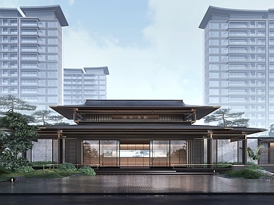 新中式禅意售楼处建筑 宋风示范区 新中式小区会所 宋韵小区景观 建发示范区