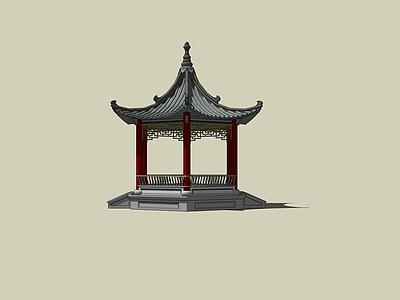 中式古建筑 亭子