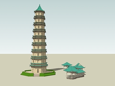 中式古建筑 石塔