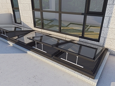 现代别墅 采光井上悬天窗 别墅采光井天窗