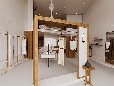 现代侘寂服装店 女装店 服装店 服装 展台 饰品