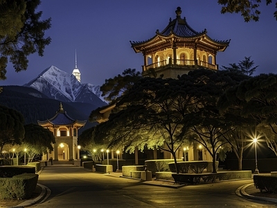 现代街道外景 街道夜景