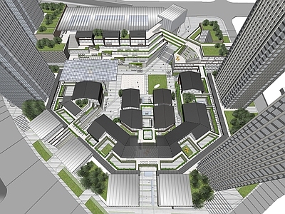现代新中式商场建筑 商业综合体 TOD 超高层