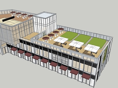 现代酒店建筑 商业建筑 屋顶花园
