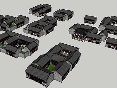 新中式中式四合院 古建筑 院落