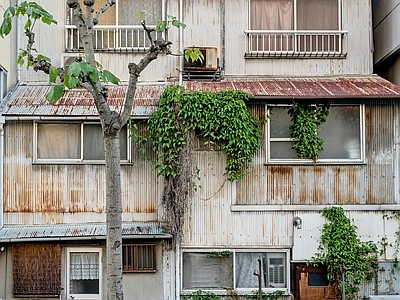 中式复古街道外景 老建筑街道外景 复古古老街区 破旧住房居民楼 路边人行道 古城区街道