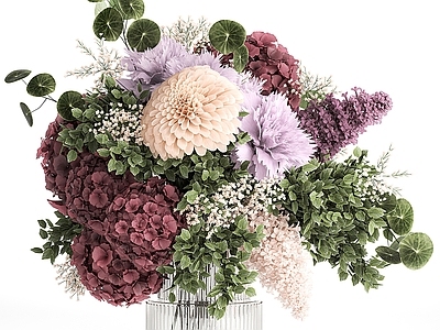 现代奶油花艺 花瓶 花艺 花束 插花 紫丁香