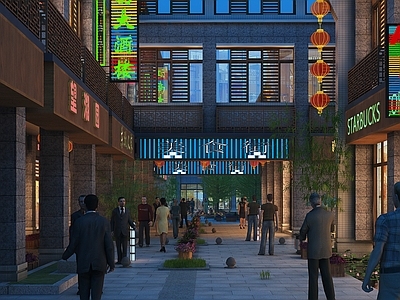 现代商业街 现代商业街 夜景商业街 美食街