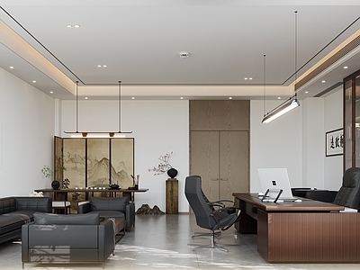 现代新中式董事长办公室 经理办公室 董事长办公室
