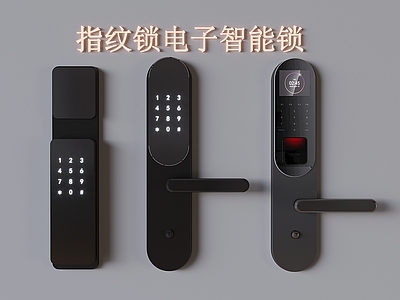 锁 钥匙 指纹密码智能门锁 把手式电子智能锁
