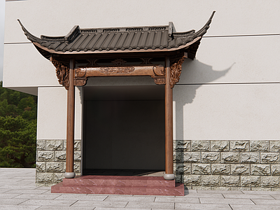 中式古建筑 徽派 歇山顶 门头