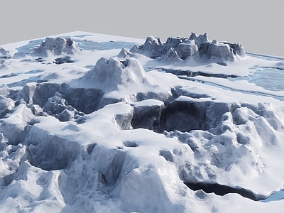 现代山 雪山地形景观 极地冰雪岩石
