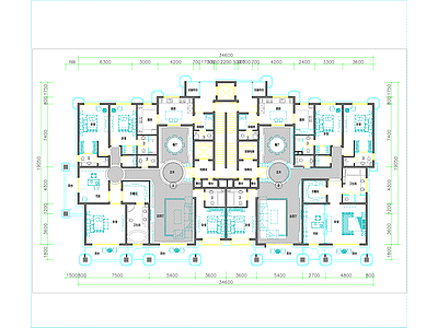 现代住宅楼建筑 1梯2户33层 施工图