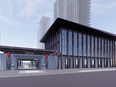 中式其他商业建筑 中式社区活动中心