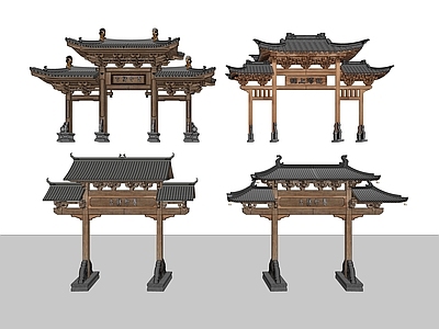 现代新中式牌坊牌楼 牌坊 牌楼 入口大门 寨门