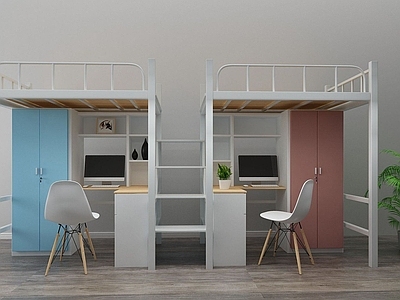 现代学校学生宿舍上下铺