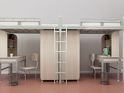 现代学校学生宿舍上下铺