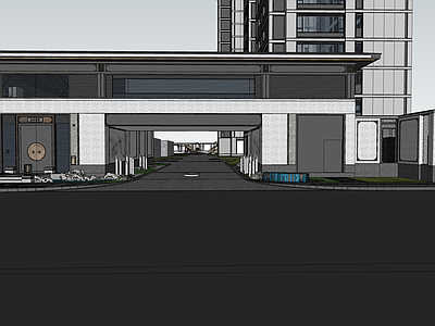 新中式办公景观 别墅入口 中式大门 会所入口