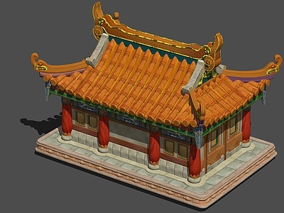 中式复古古建筑 古建筑背面 场景建筑