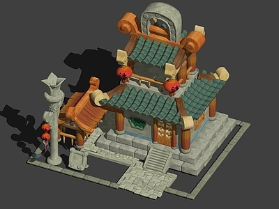 复古中古古建筑 驿站 场景建筑