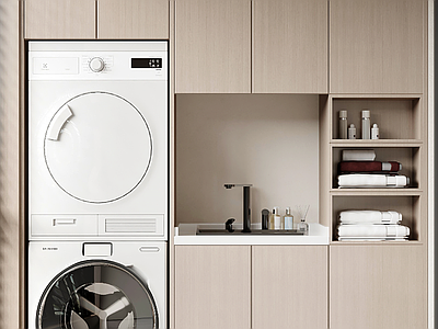 现代洗衣机柜 现代洗衣机柜 阳台柜 洗衣机一体柜