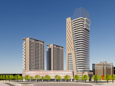 现代简约商场建筑 商业裙楼 商场门头 商业高层 商业多层 现代酒店高层