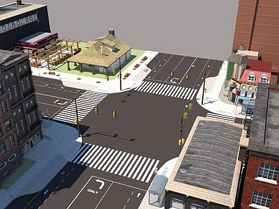 现代鸟瞰规划 街道十字路口