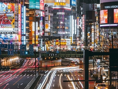 现代街道外景 商业街外景 街道夜景 闹市 车水马龙