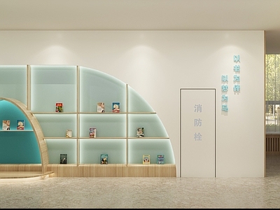 现代奶油幼儿园 大厅 走廊