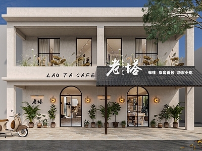 现代中古其他建筑外观 咖啡门头 门头 侘寂门头