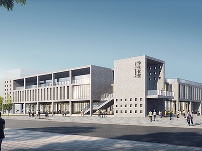 现代新中式餐饮建筑 食堂 学校饭堂 餐厅 饭馆