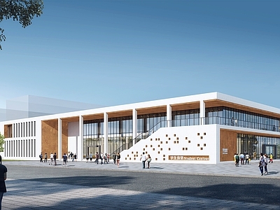 现代新中式餐饮建筑 食堂 学校饭堂 餐厅 饭馆