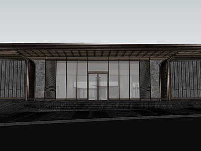 现代新中式办公景观 现代装饰大门 精细大门 大门售楼部