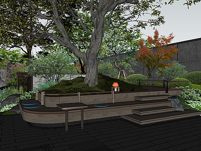 现代新中式办公景观 卡座座椅 平台卡座