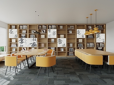 现代原木会议室 小型会议室 会议桌椅组合 学校讨论桌椅 活动室桌椅组合 现代公共书柜