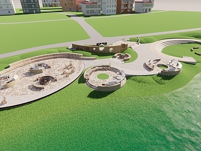 现代滨水景观 海边烧烤基地 海边营地 露营烧烤 围炉烧烤煮茶