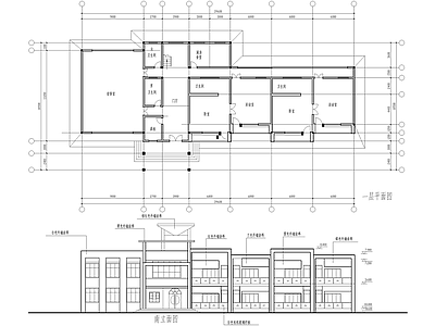 幼儿园建筑 二层托儿所教学楼 活动室卧室音体室 食堂办公室会议室 砖混结构 施工图