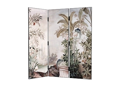 新中式现代屏风 屏风隔断 布艺屏风