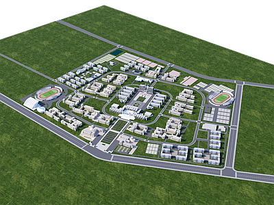 现代学校外观 大学 教学楼 宿舍楼 综合楼 体育馆