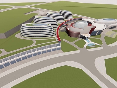 现代其他工业建筑 产业园规划 流线型产业园