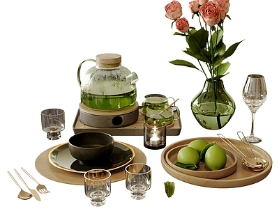 茶具 茶壶 茶杯 茶盘 花艺摆件 餐桌摆件