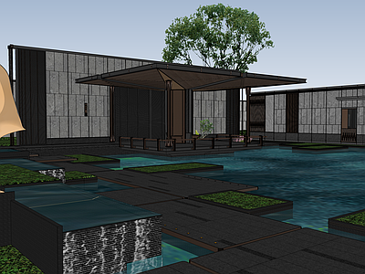 现代办公景观 示范区全模 示范区接大区 对景 连廊 夹景