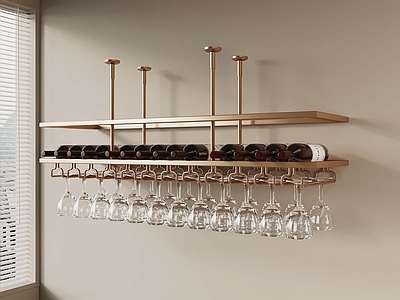 现代酒架 金属酒架 酒杯置物架 吊灯